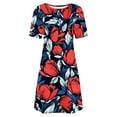thumbnail image 4 of Women Dresses under $10! Cagogo Womens Summer Dresses Beach Casual Loose Boho Tshirt Vacation Dress Floral Short Sleeve Flowy Sundresses Graduation Party Dresses, 4 of 5