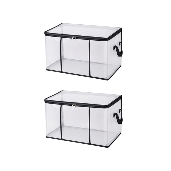Storage Bag Organizer, Clothes Storage for Closet, Under Bed Storage Bin, Bedding Storage, 24X17X14 Inch Heavy Duty Clear Storage Box, Stackable Waterproof Dustproof Storage for