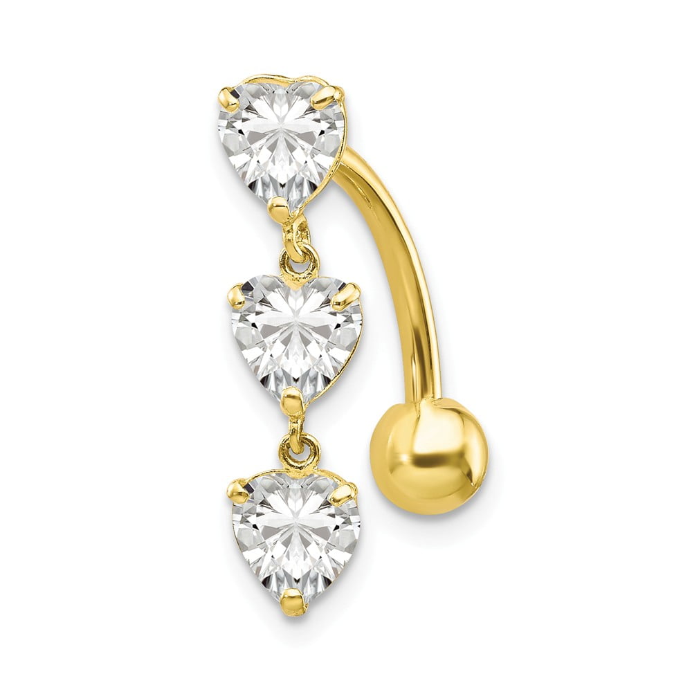 Bonyak Jewelry 10k 5Mm Heart Belly Dangle in 10k Yellow Gold