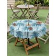 thumbnail image 4 of Outdoor Tablecloth with Umbrella Hole for Patio/Picnic/Party/Camping, Tropical Palm Trees Waterproof Table Cloth Round Cover Washable, Summer Coastal Teal Vintage (Dia 60"), 4 of 9
