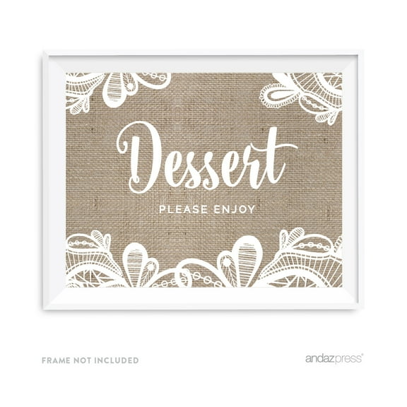 Dessert Table Burlap Lace Wedding Party Signs