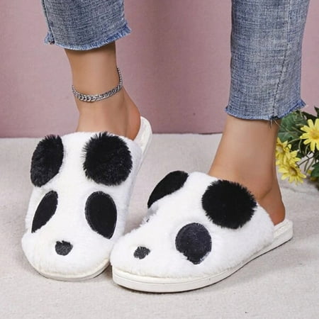 

Household Plush Women Cotton Slippers Warm Indoor Cute Animals Cartoon Panda Floor Mops