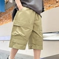 thumbnail image 4 of OGLCCG Boys Cargo Shorts Kids Elastic Waisted Wide Leg Hiking Shorts for Teens Casual Summer Baggy Bermuda Shorts with Pockets 5-16 Years, 4 of 4