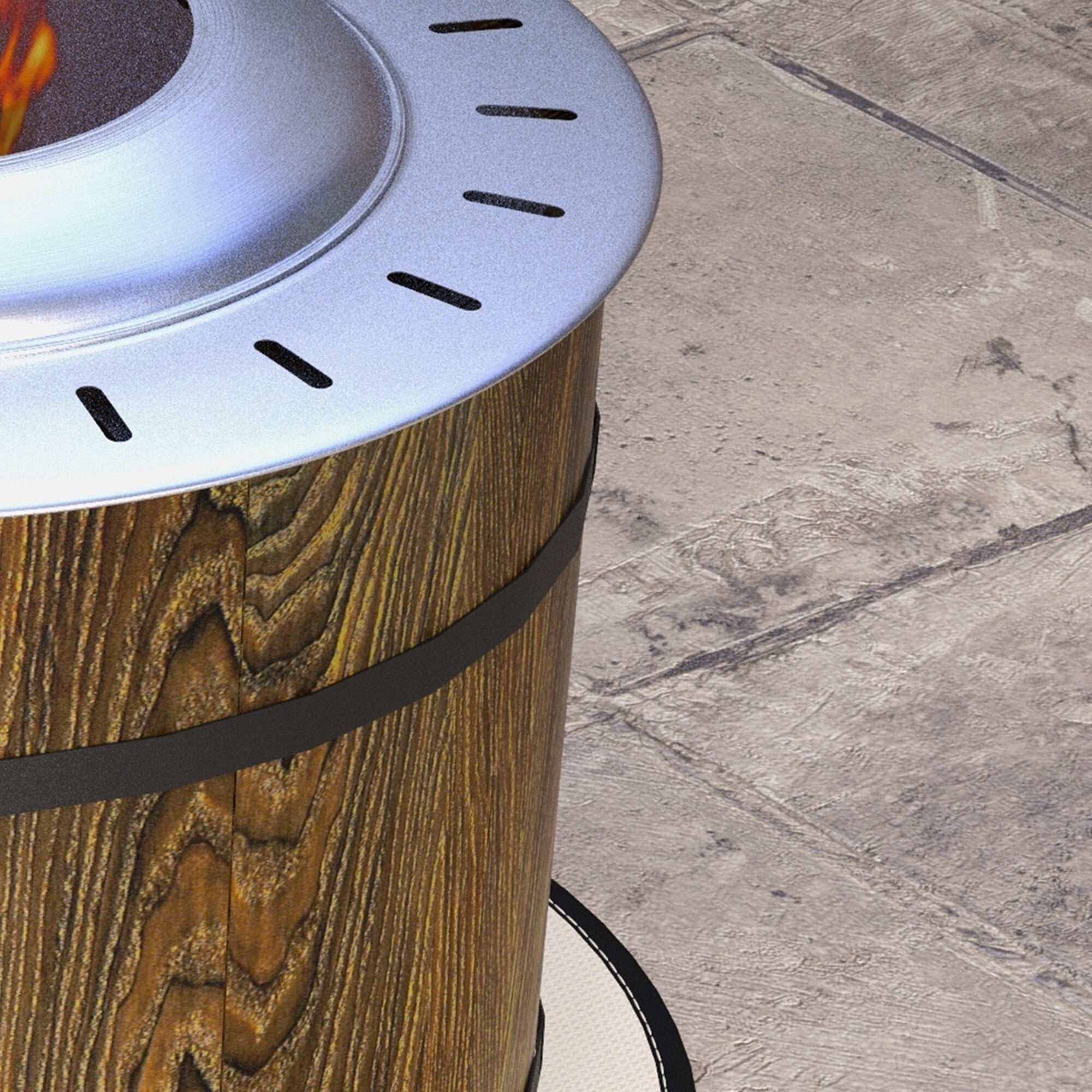Outdoor Grill, Smokeless Fire Pit with Fireproof Mat, 20" Barrel Style Portable Wood Burning Firepit, Magnesium Oxide Low Smoke Camping Bonfire Stove for Backyard, Patio, Picnic, Brown, BBQ Grill