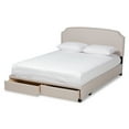 thumbnail image 3 of Baxton Studio Larese Beige Fabric Upholstered 2-Drawer Queen Size Platform Storage Bed, 3 of 11