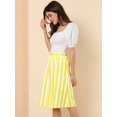 thumbnail image 4 of Allegra K Falda Mujer Midi A Rayas Con Botones Y Elástica, dos colores Amarillo XS, 4 of 6