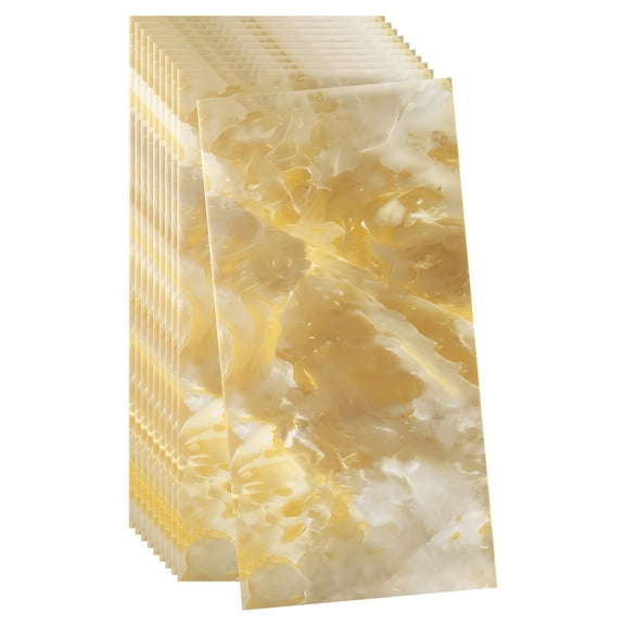 Uxcell 10pcs Peel and Stick Wall Panels 23.6" x 11.8" Skin Feel Brick Wallpapers (19.4 Sq. Ft. / 1.8 Sq.m. Coverage) Marble Tiles Adhesive Backsplash, Gold Gray