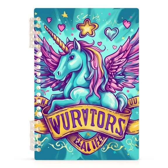 Adorable Unicorn Flying Notebooks 1-subject Journal 60 Sheets A5 College Ruled Paper Detachable Ring 8.3"x5.7"