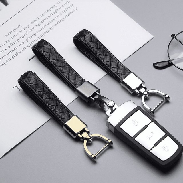 LLavero de Cuero de vaca real tejido a mano de piel de oveja, llavero con personalidad para pareja, regalo creativo, llavero para coche