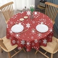 thumbnail image 3 of Red Christmas Snowflake Pattern Round Tablecloth 60"x60",Wrinkle Wipeable Table Cloth for Kitchen Dining Room Picnic Patio Party, 3 of 6