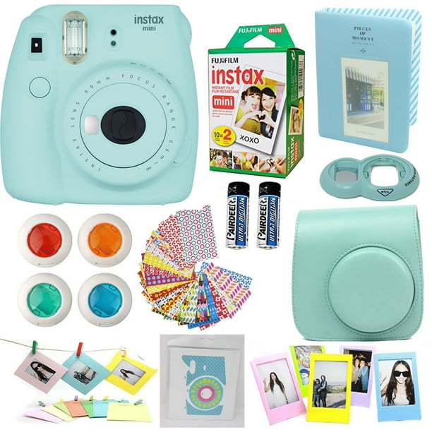 plotseling Lijkt op Stadscentrum Fujifilm Instax Mini 9 Instant Camera Ice Blue + Fuji Instax Film Twin Pack  (20PK) + Blue Camera Case + Frames + Photo Album + 4 Color Filters And More  Top Accessories Bundle - Walmart.com