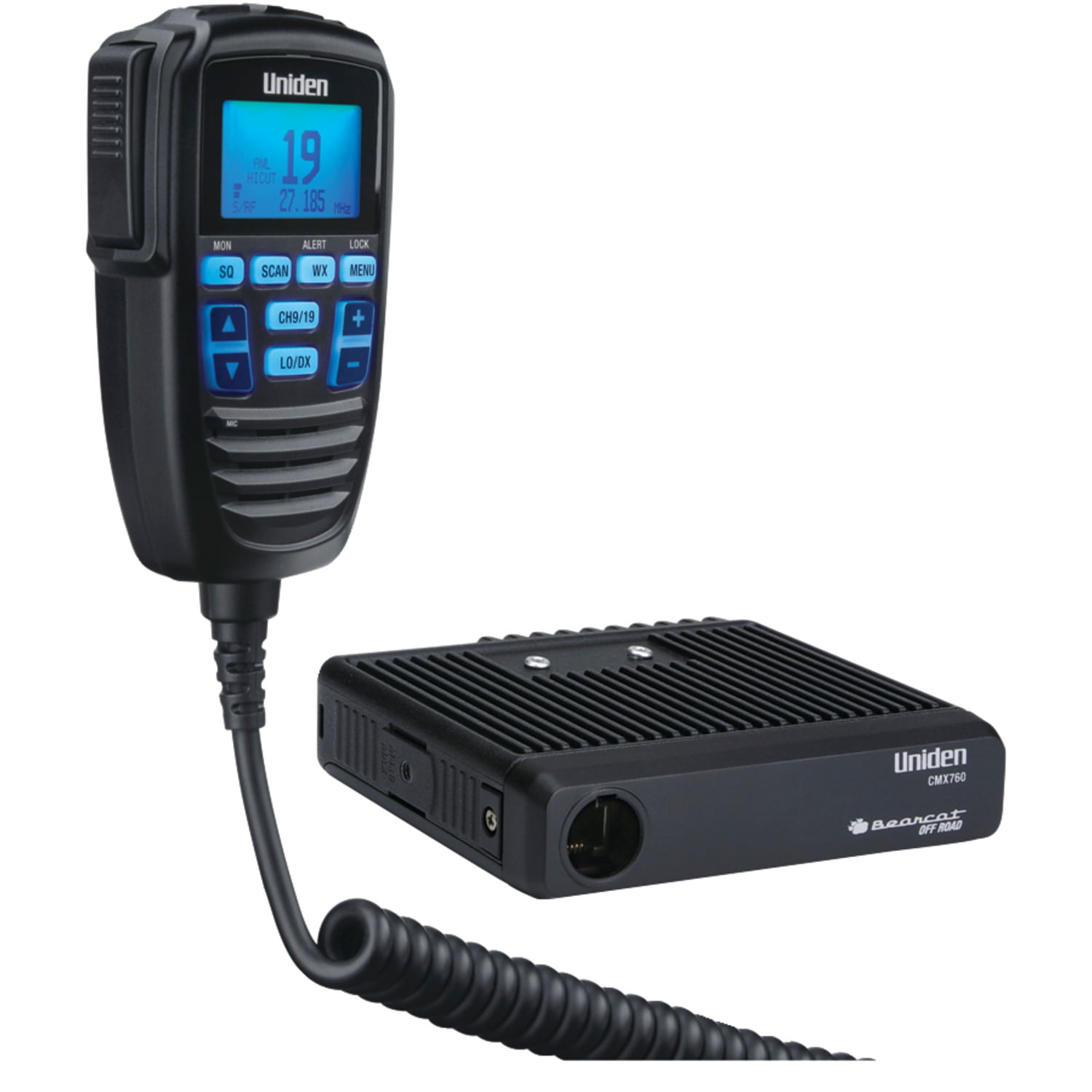 Uniden CMX760 40-CH Off-Road Compact CB Radio & Tram 4-W-HC Fiberglass CB Antenna
