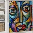 thumbnail image 6 of Pratyus Cubist Art Print Shower Curtain with Hooks, Sustainable Polyester Fiber Bathroom Shower Curtain Set, Various Sizes Available 69x72, 6 of 7