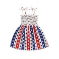 thumbnail image 2 of Toddler Baby Girl 4th of July Dress  18M 2M 3Y 4Y 5Y 6Y Sleeveless Smocked Stars and Stripes Spaghetti Strap Dress Summer Clothes, 2 of 10