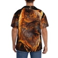 thumbnail image 3 of Lsque Gold Flame Pattern Wolf print Men's Cuban Collar Short Sleeve Shirt Summer Beachwear Casual Button Down Fashionable Vacation Leisure Shirt-3X-Large, 3 of 7