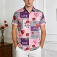thumbnail image 4 of Chemise Unisexe à Manches Courtes avec Imprimé de la Saint-Valentin, Chemise Décontractée Boutonnée Assortie pour Couples avec Col Rabattu, Haut Graphique Coupe Régulière en Tissu Léger et Respirant pour Cadeaux des Fêtes et Sorties à Thème, 4 of 7