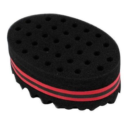 Yaheetech Hair Sponge Brush Double Sided For Twists Coils Curls in Afro Style Barber Black