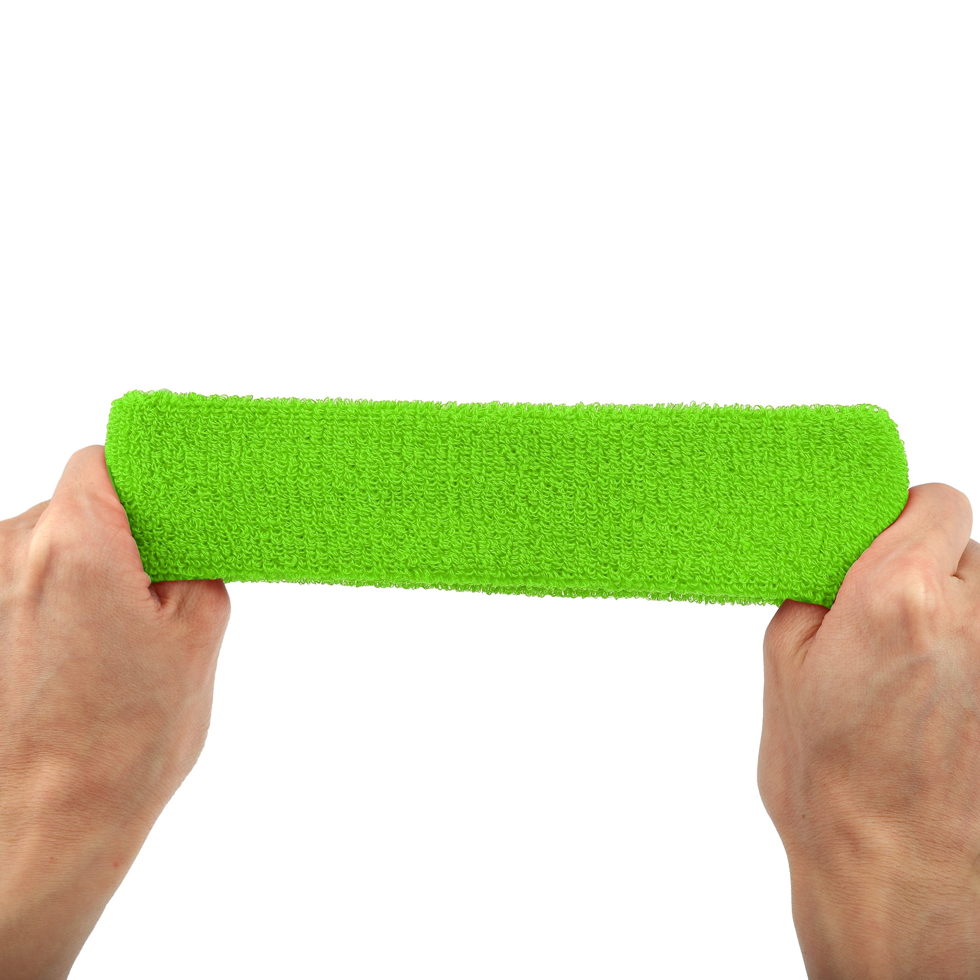 Unique Bargains 3 Pcs Sport Headband Wristband Sweatband Cotton Blend Fluorescent Green