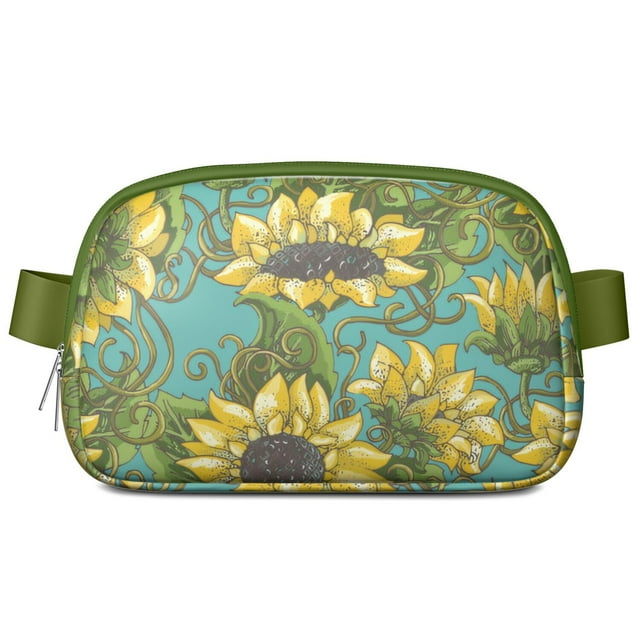 Sac Banane Graphique Tournesol Rétro - Sac de Taille Réglable Imperméable avec Design Floral Vintage, Léger pour Course et Randonnée