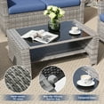 thumbnail image 2 of ELPOSUN Wicker Patio Furniture Set, 4 Piece Outdoor Sectional Conversation Sets, Gray PE Rattan Patio Sofa Set for Balcony, Porch, Backyard, Navy Blue, 2 of 6