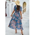 thumbnail image 4 of Women's Floral Maxi Dress Flowy V Neck Empire Waist Summer Wedding Guest Party Casual Chiffon Dress, 4 of 8