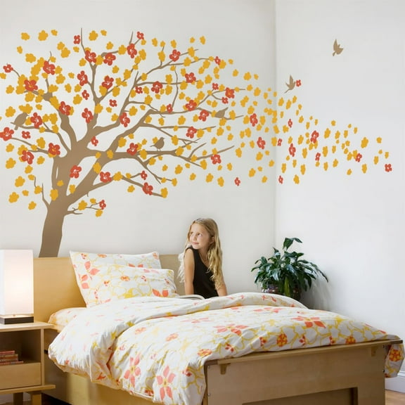 Elegant Cherry Blossom Tree Wall Decal - Scheme C