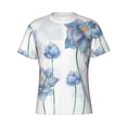 thumbnail image 4 of Vsdgher Pale Blue Lotus Flowers Print Men's Dry Fit Mesh Athletic Shirts Moisture Wicking Tennis T-Shirt Tops, 4 of 9