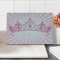 thumbnail image 2 of Queen Cutting Board, Theme Pink Heart Shaped Cartoon Crown on Radial Backdrop Romantic, Decorative Tempered Glass Cutting and Serving Board, Small Size, Pink Pale Pink, by Ambesonne, 2 of 5