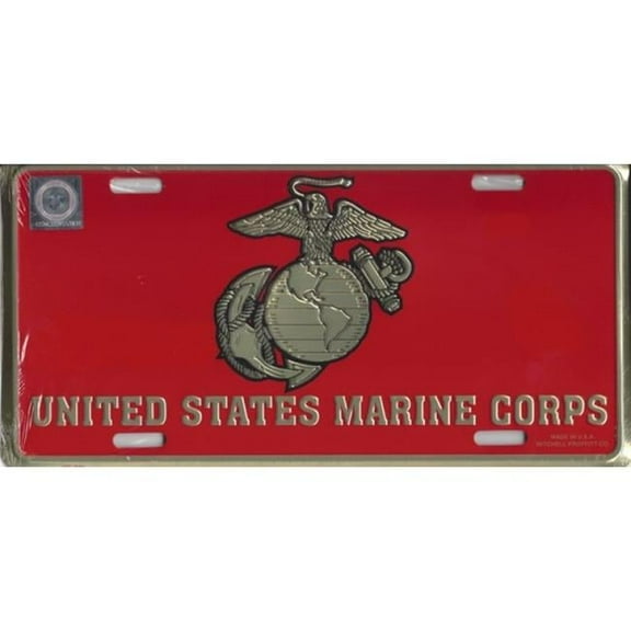 212 Main LM02A 6 x 12 in. U.S. Marines Globe & Anchor Metal License Plate
