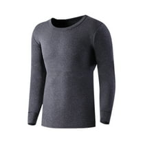 Lovzfmll Men's Classic Thermal Underwear Top with Thickened Cotton, Long Sleeve Crew Neck Shirt for Everyday Wear and Winter Warmth