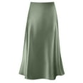 thumbnail image 5 of STAOEDU Midi Skirts for Women High Waist Silk Stain Casual A Line Zipper Skirt, 5 of 6