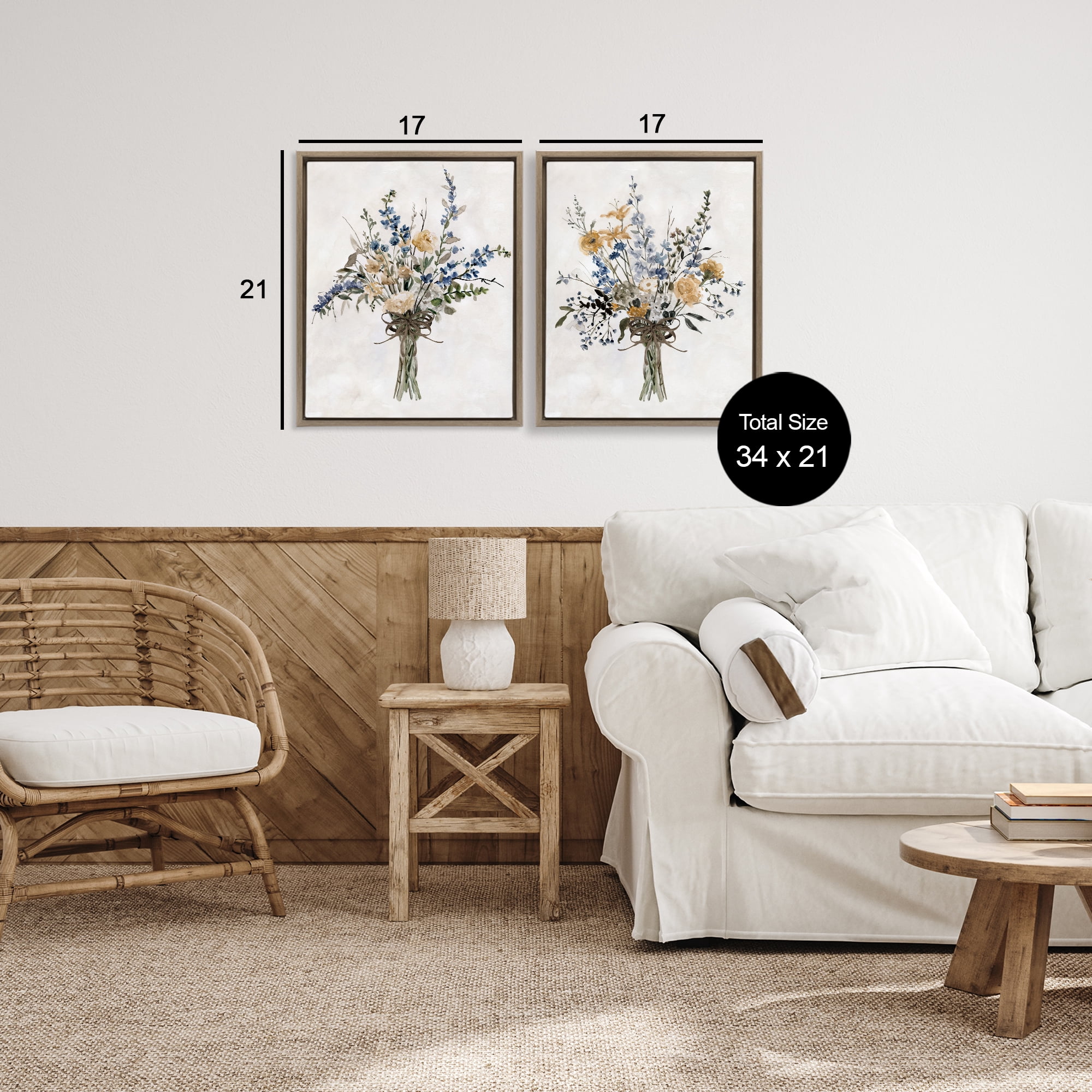 Stupell Industries Bushels of Herbs 2 Piece Brown Framed Floater Canvas Set, design by Carol Robinson