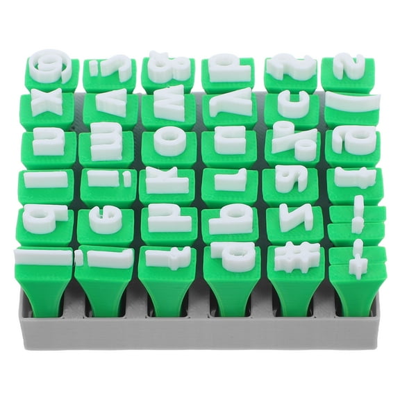 KALLORY Alphabet Letter Stamps for Clay, Green Plastic Molding Tools for School Projects and Crafting Activities