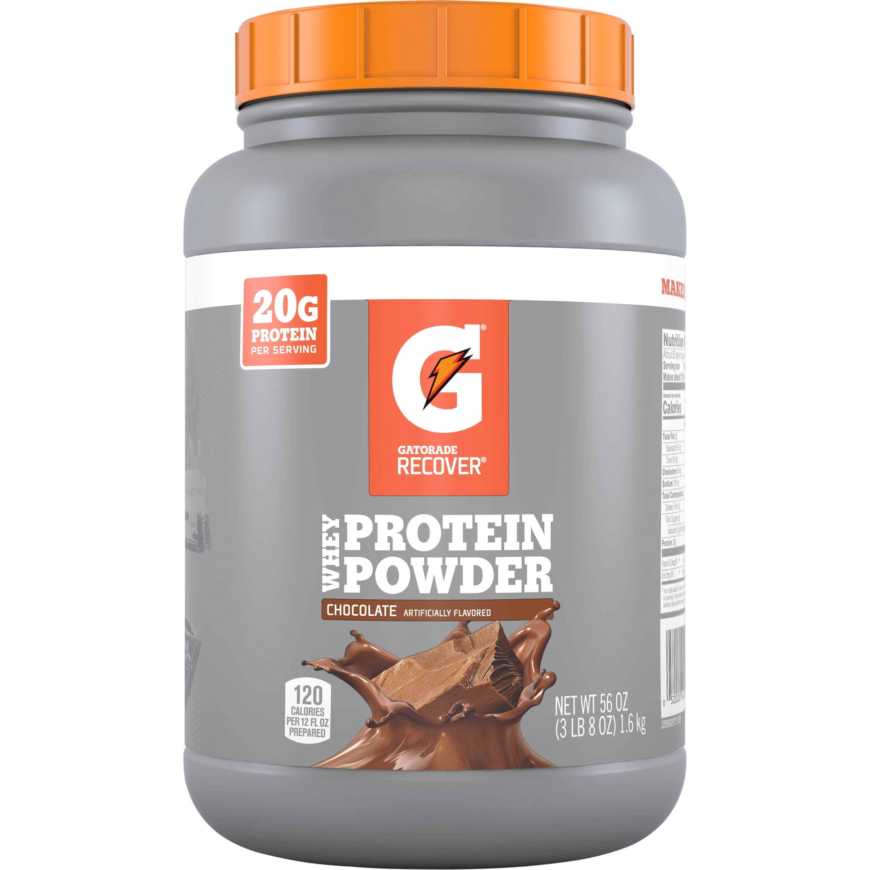Gatorade Recover Whey Protein Powder, Chocolate, 56 oz Canister