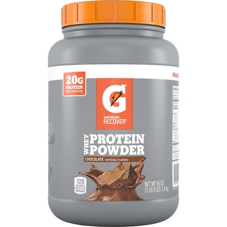 Gatorade Recover Chocolate Whey Protein Powder Drink Mix, 56 oz Canister