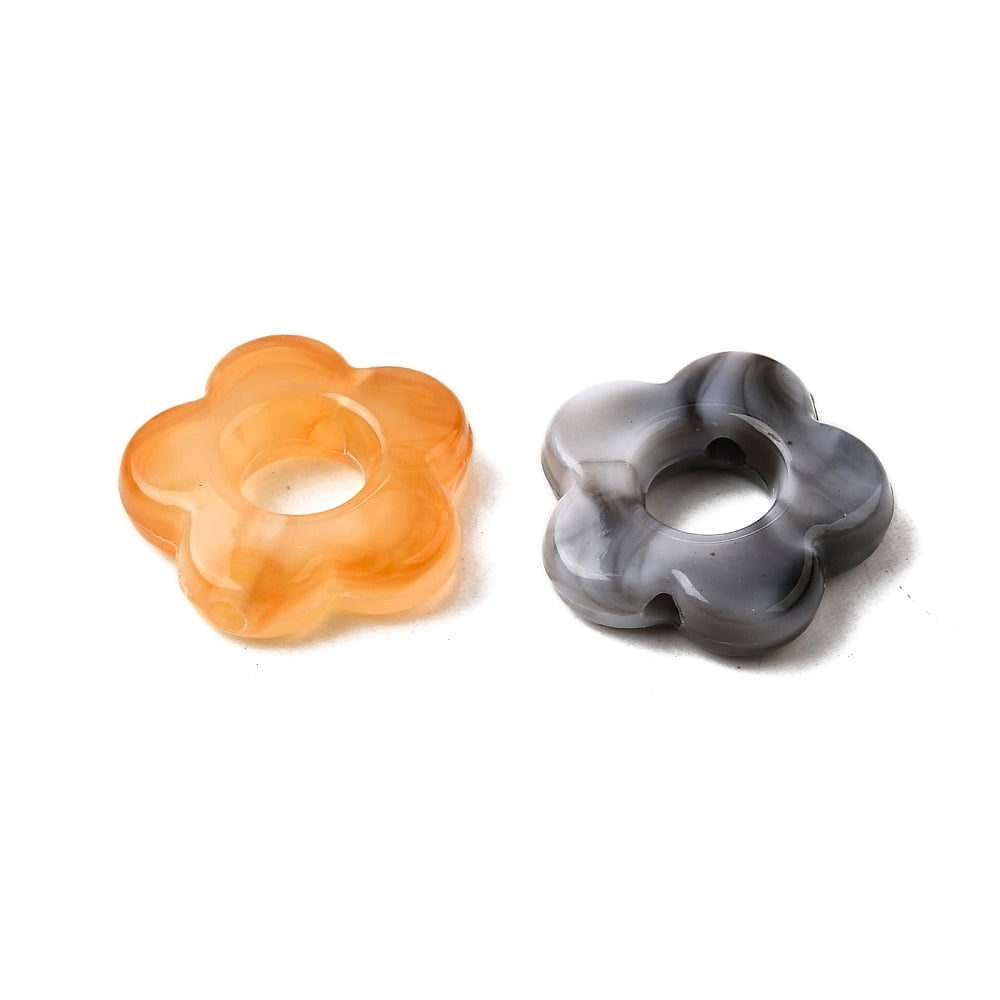 Transparent Acrylic Beads Flower Two Tone Mixed color 14x14.5x4mm Hole: 1.6mm about 1000pcs/500g