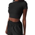 thumbnail image 1 of ITFABS 2 Pcs Female Shorts Set, Short Sleeve Tops + High Waist Shorts Suits, 1 of 3
