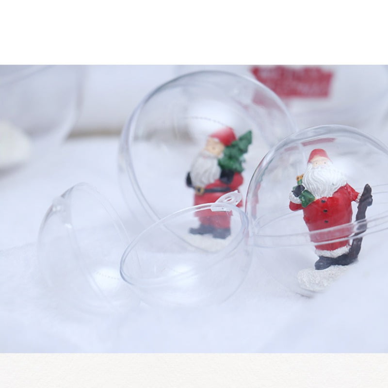 10PCS Clear Plastic Fillable Baubles Christmas Ball Ornaments DIY