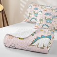 thumbnail image 4 of Feelyou Kawaii Dino Twin Quilt Set for Girls, Volcano Palm Wildlife Twin Coverlet Set, Pink, 2 Pieces, 4 of 7