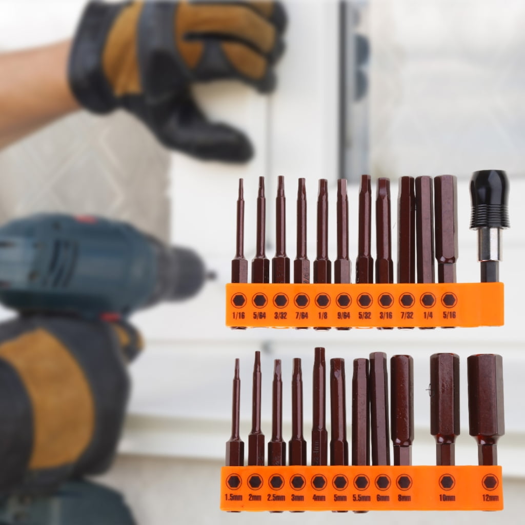 Geemin 23 Piece Hex Head Impact Drill Bit Set Magnetic Screwdriver Bits Metric English