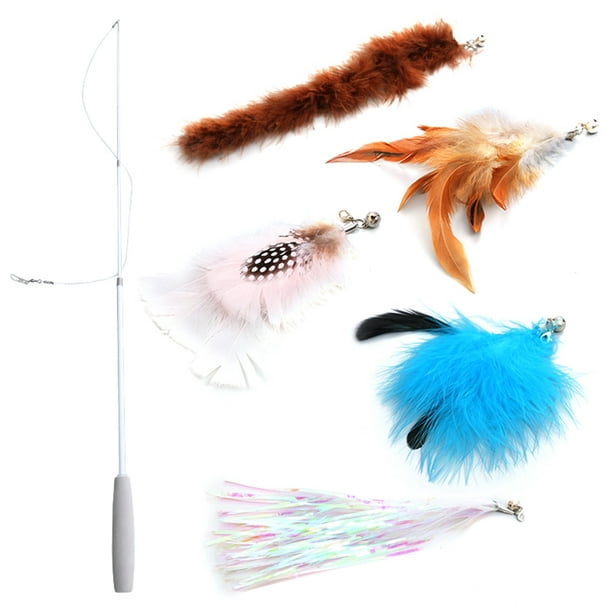 Cat Wand Toy Retractable: Cat Fishing Pole Toy Cat Teaser Toy with Wand  Refills 