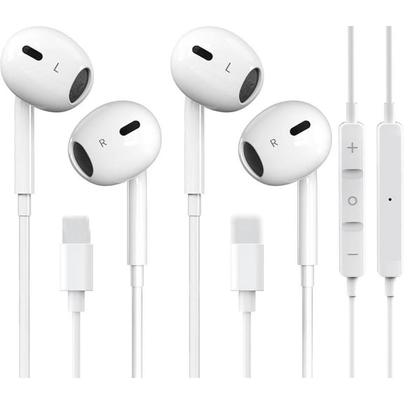 2 Packs-for iPhone Headphones，Wired Headphones for iPhone Earbuds Built-in Microphone & Volume Control Nosie Reduction Headsets Compatible with i-Phone 14/13/12/11/XR/XS/X/8/7 Support All iOS System