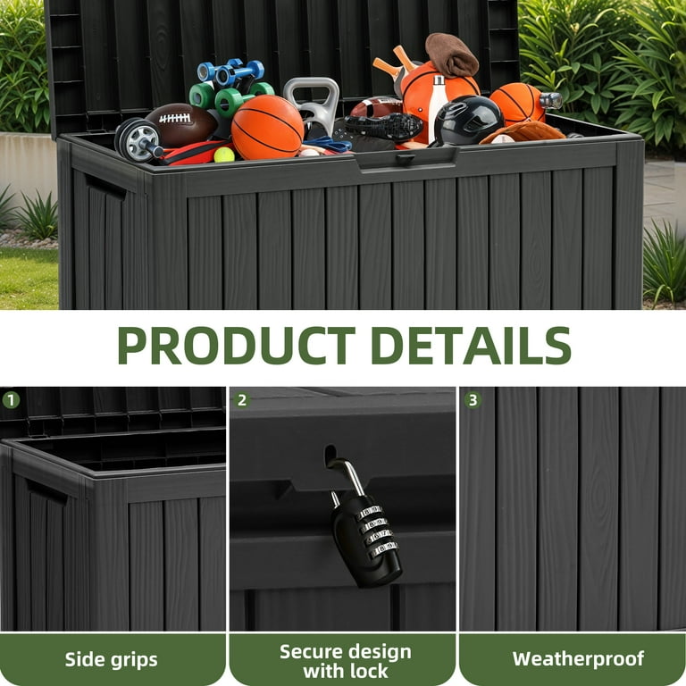 Uforic 72 Gallon Outdoor Resin Deck Box,Waterproof & Lockable
