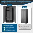 thumbnail image 6 of 61" Metal Storage Cabinet, Black Brooms and Mops Closet with Doors and Shelves, Cleaning Supply Tool Storage Cabinets with Removable Pegboard for Garage, Utility Room, Outdoor, 6 of 8