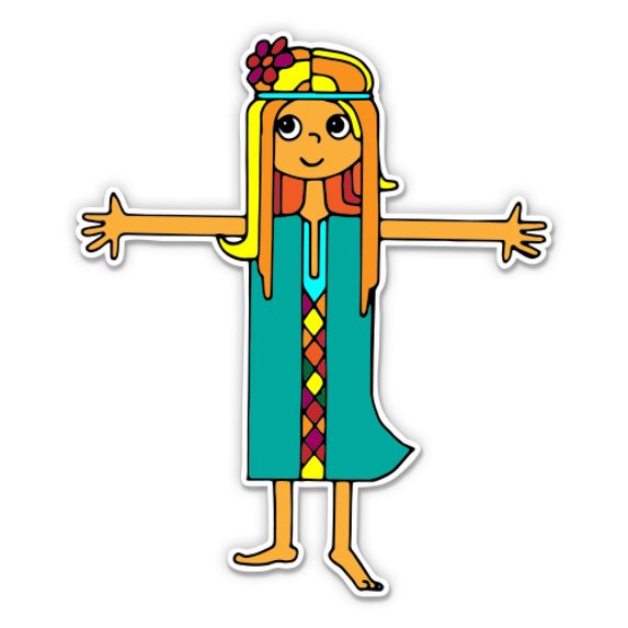 Hippie Girl Pretty - 12" Vinyl Sticker Waterproof Decal