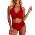 thumbnail image 2 of Trajes de baño para mujer, conjuntos de bikini modestos de cintura alta, lindos trajes de baño de 2 piezas, tankini, traje de baño de poliéster para mujer., 2 of 7