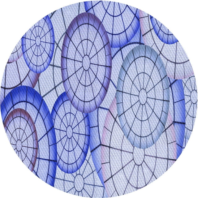 Ahgly Company Tapis Rond Lavable en Machine Intérieur Transitionnel Violet Pervenche, 6 Pieds Rond