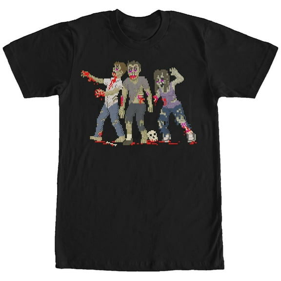 Men's Lost Gods Halloween Pixelated Zombie Attack  Graphic Tee Black Medium