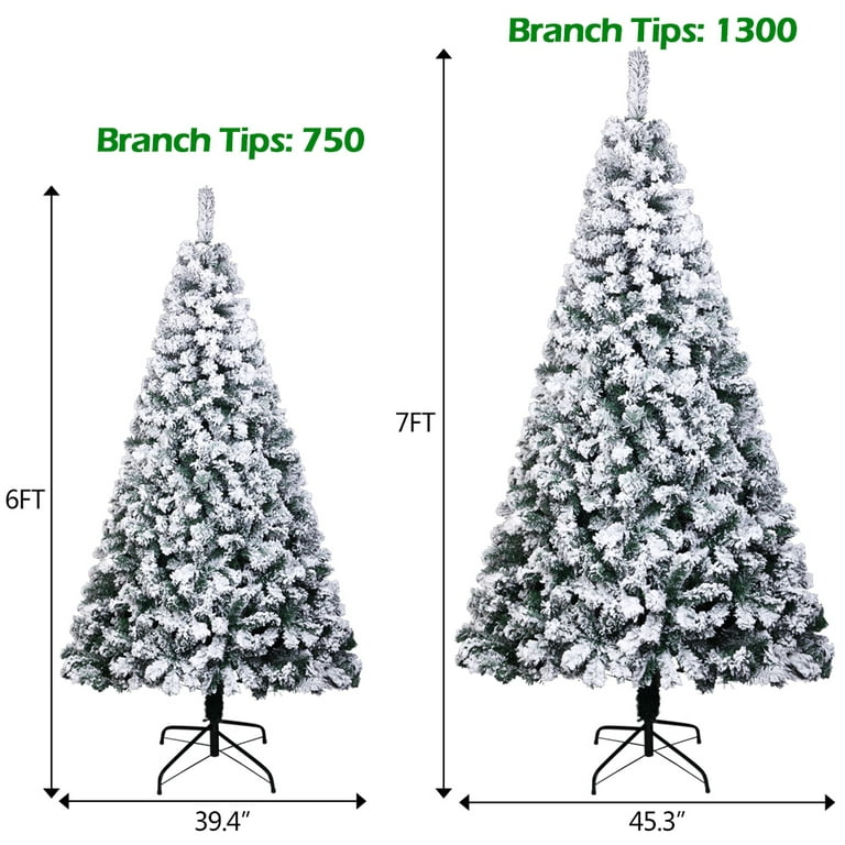 7FT Flocking Spray White Tree 1350 Branch Christmas Tree For Home Holiday  Decor