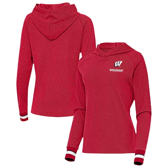 Women's Antigua Red Wisconsin Badgers Trek Pullover Hoodie
